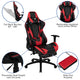 Red |#| Black/Red Gaming Desk Set - Cup/Headset Holder/Reclining & Footrest