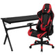 Red |#| Black/Red Gaming Desk Bundle - Cup/Headset Holder/Mouse Pad Top