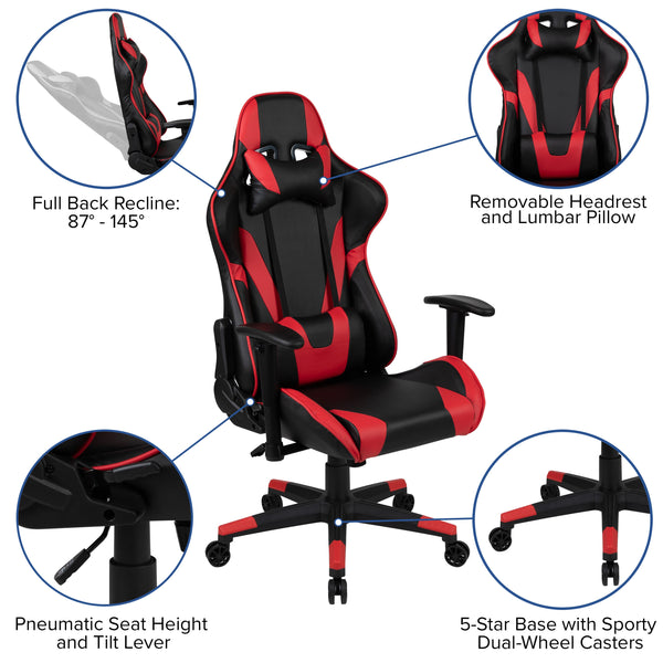 Red |#| Black/Red Gaming Desk Bundle - Cup/Headset Holder/Mouse Pad Top