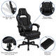 Black |#| Gaming Bundle-Cup/Headphone Desk & Black Reclining Footrest Chair