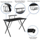 Black |#| Gaming Bundle-Cup/Headphone Desk & Black Reclining Footrest Chair