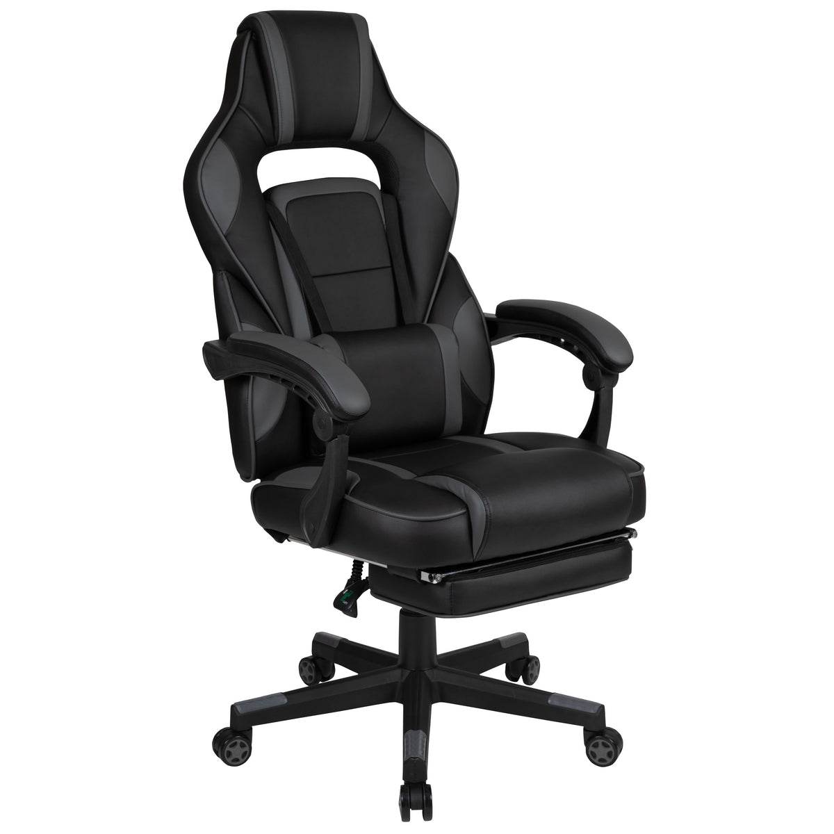 Black |#| Gaming Bundle-Cup/Headphone Desk & Black Reclining Footrest Chair