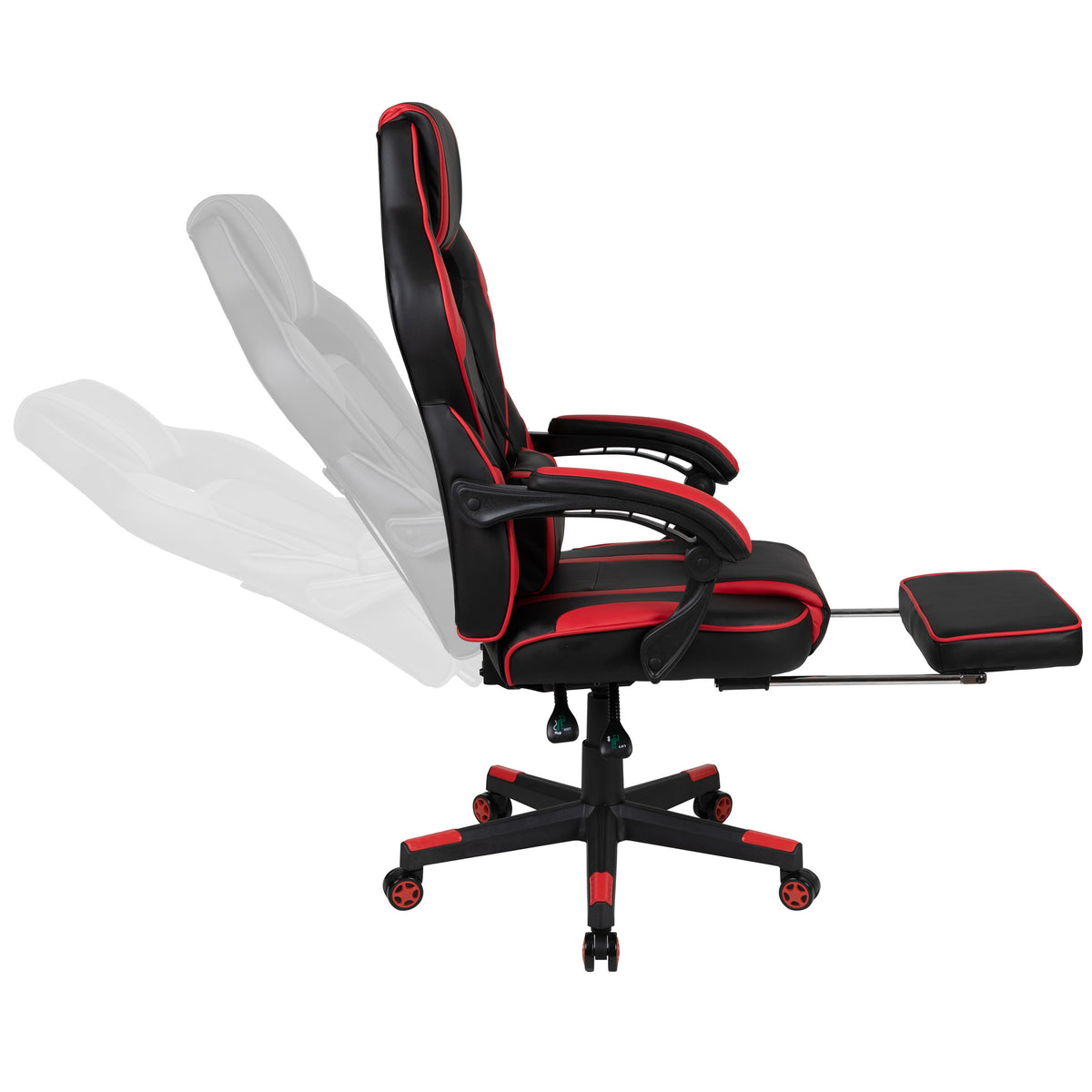 Red |#| Gaming Bundle-Cup/Headphone Desk & Red Reclining Footrest Chair