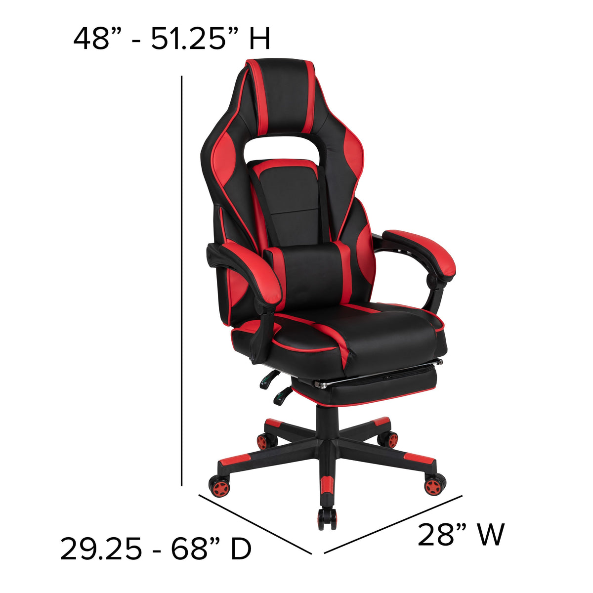 Red |#| Gaming Bundle-Cup/Headphone Desk & Red Reclining Footrest Chair