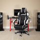 White |#| Gaming Bundle-Cup/Headphone Desk & White Reclining Footrest Chair