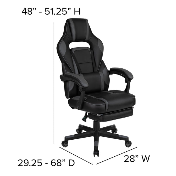 Black |#| Gaming Bundle-Cup/Headphone Desk & Black Reclining Footrest Chair