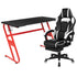 Gaming Desk with Cup Holder/Headphone Hook & Reclining Back/Arms Gaming Chair with Footrest