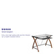 Clear Top/Cherry Frame |#| Glass Computer Desk with Pull-Out Keyboard Tray and Crisscross Frame