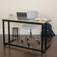 Glass Top Desk with Black Pedestal Metal Frame - Home Office Furniture