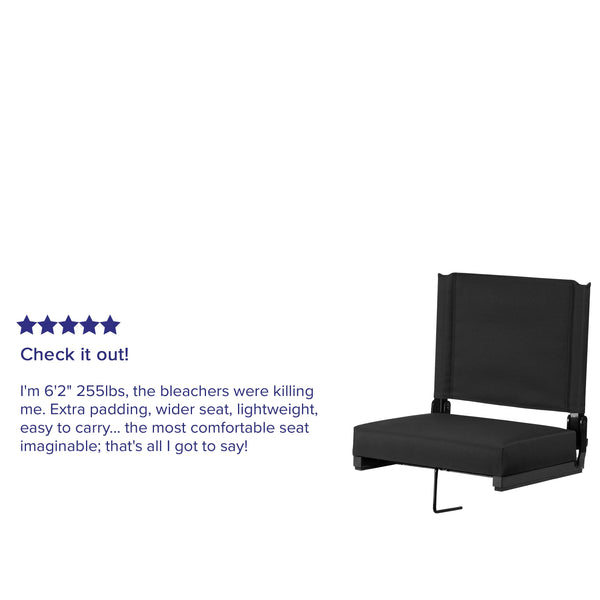 Black |#| 500 lb. Rated Lightweight Stadium Chair-Handle-Padded Seat, Black