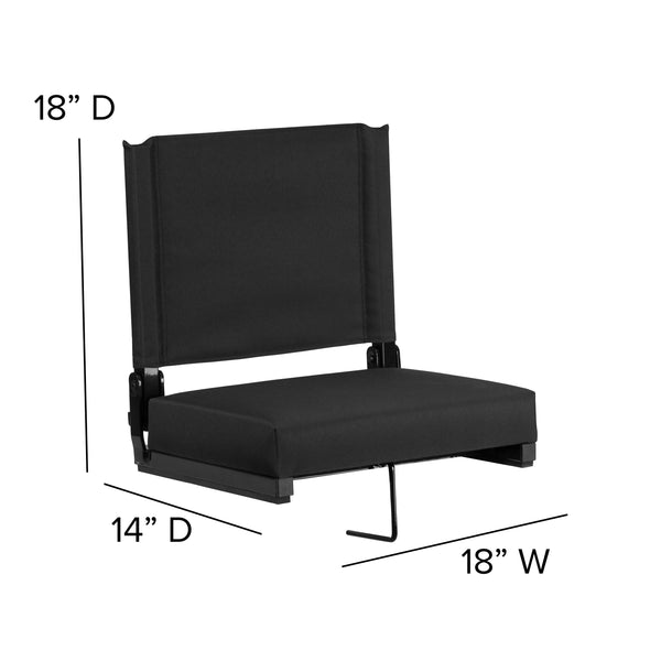 Black |#| 500 lb. Rated Lightweight Stadium Chair-Handle-Padded Seat, Black