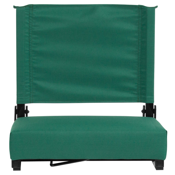 Hunter Green |#| 500 lb. Rated Lightweight Stadium Chair-Handle-Padded Seat, Hunter Green