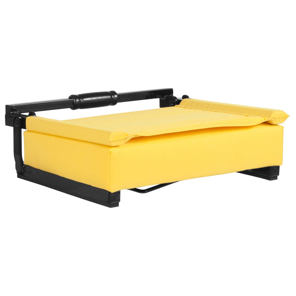 Yellow |#| 500 lb. Rated Lightweight Stadium Chair-Handle-Padded Seat, Yellow