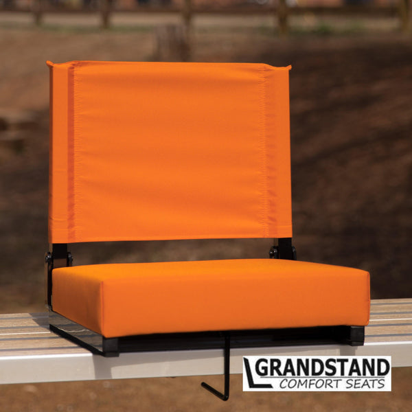 Orange |#| 500 lb. Rated Lightweight Stadium Chair-Handle-Padded Seat, Orange