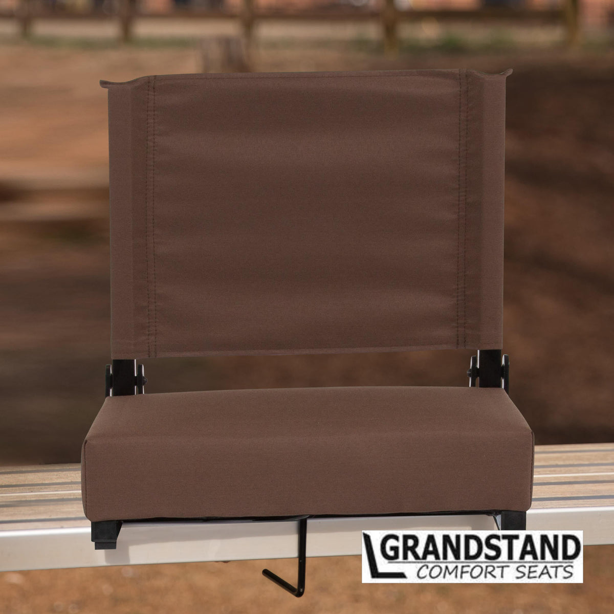 Brown |#| 500 lb. Rated Lightweight Stadium Chair-Handle-Padded Seat, Brown