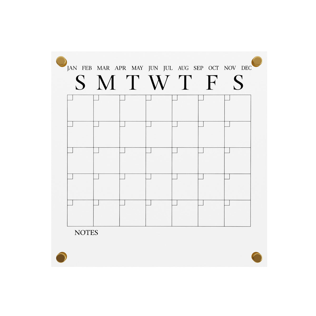 Clear/Black |#| Premium Clear Acrylic Wall Calendar with Black Printing and Dry Erase Marker