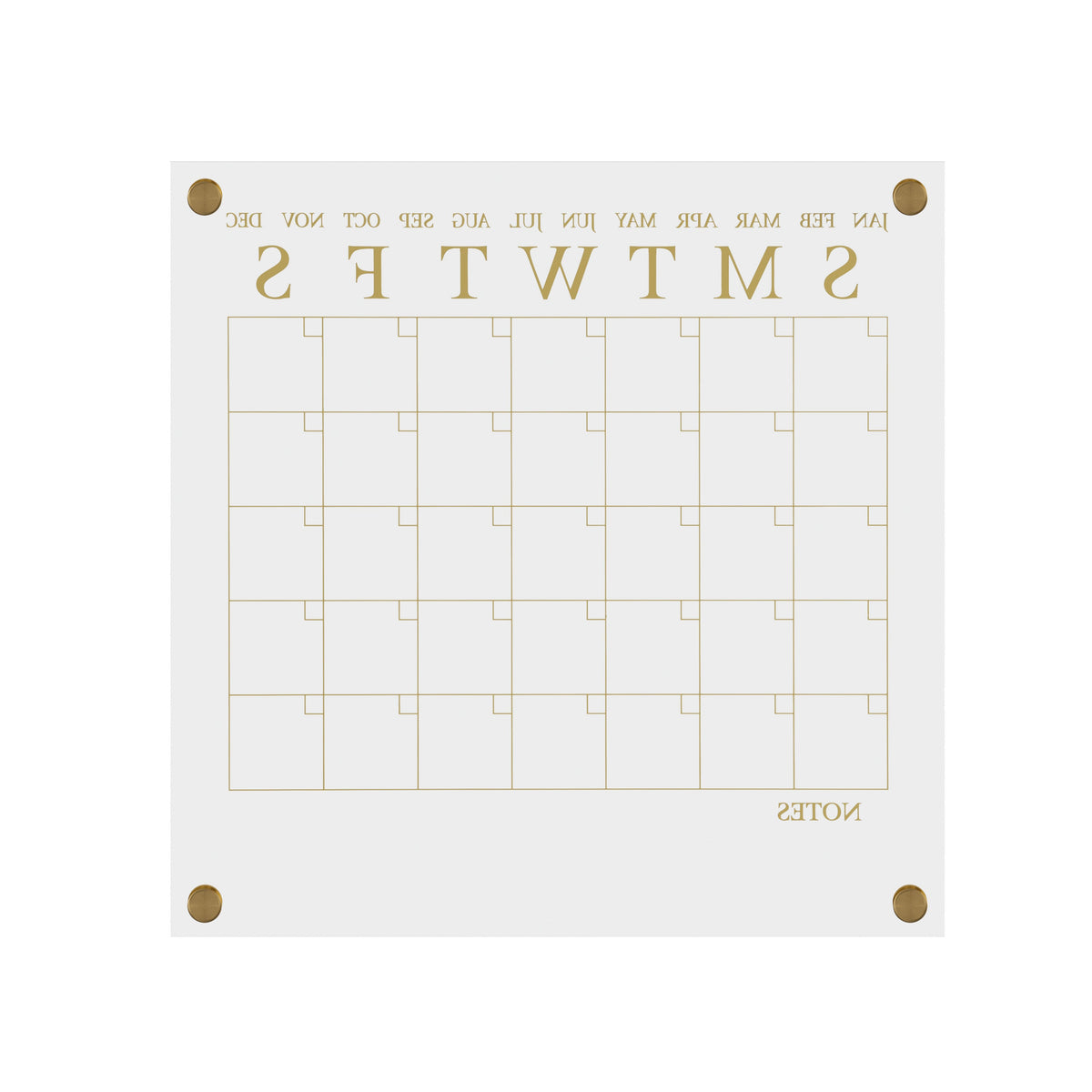 Clear/Gold |#| Premium Clear Acrylic Wall Calendar with Gold Printing and Dry Erase Marker