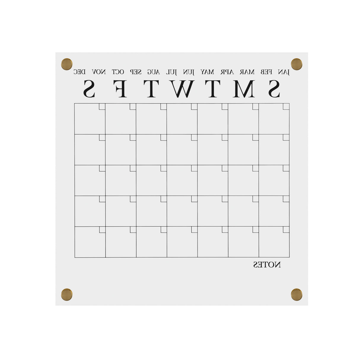 Clear/Black |#| Premium Clear Acrylic Wall Calendar with Black Printing and Dry Erase Marker