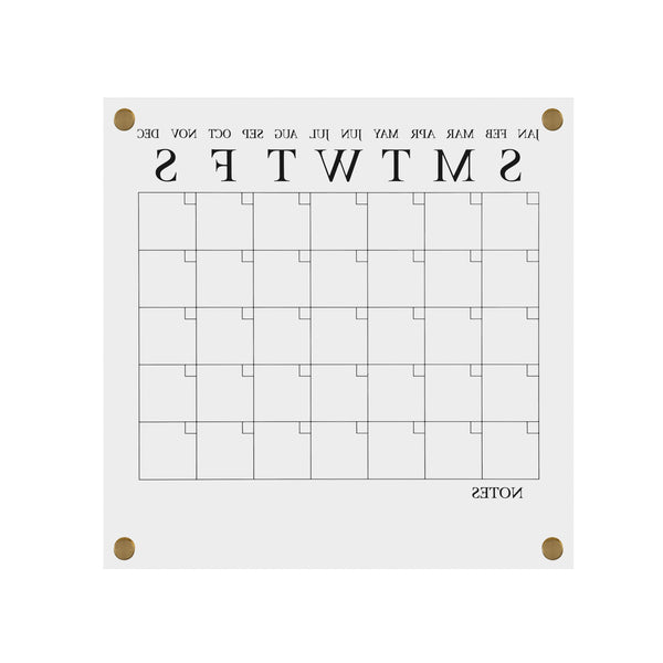 Clear/Black |#| Premium Clear Acrylic Wall Calendar with Black Printing and Dry Erase Marker