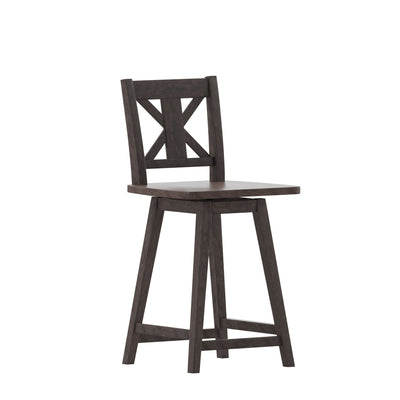 Gwendolyn Commercial Grade Solid Wood Modern Farmhouse Swivel Counter Height Barstool