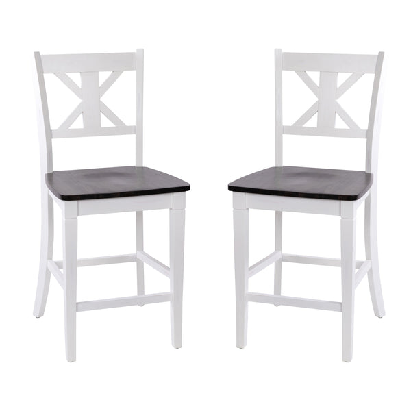 White Wash |#| Commercial Grade Wooden Counter Height Stool in Antique White Wash, Set of 2