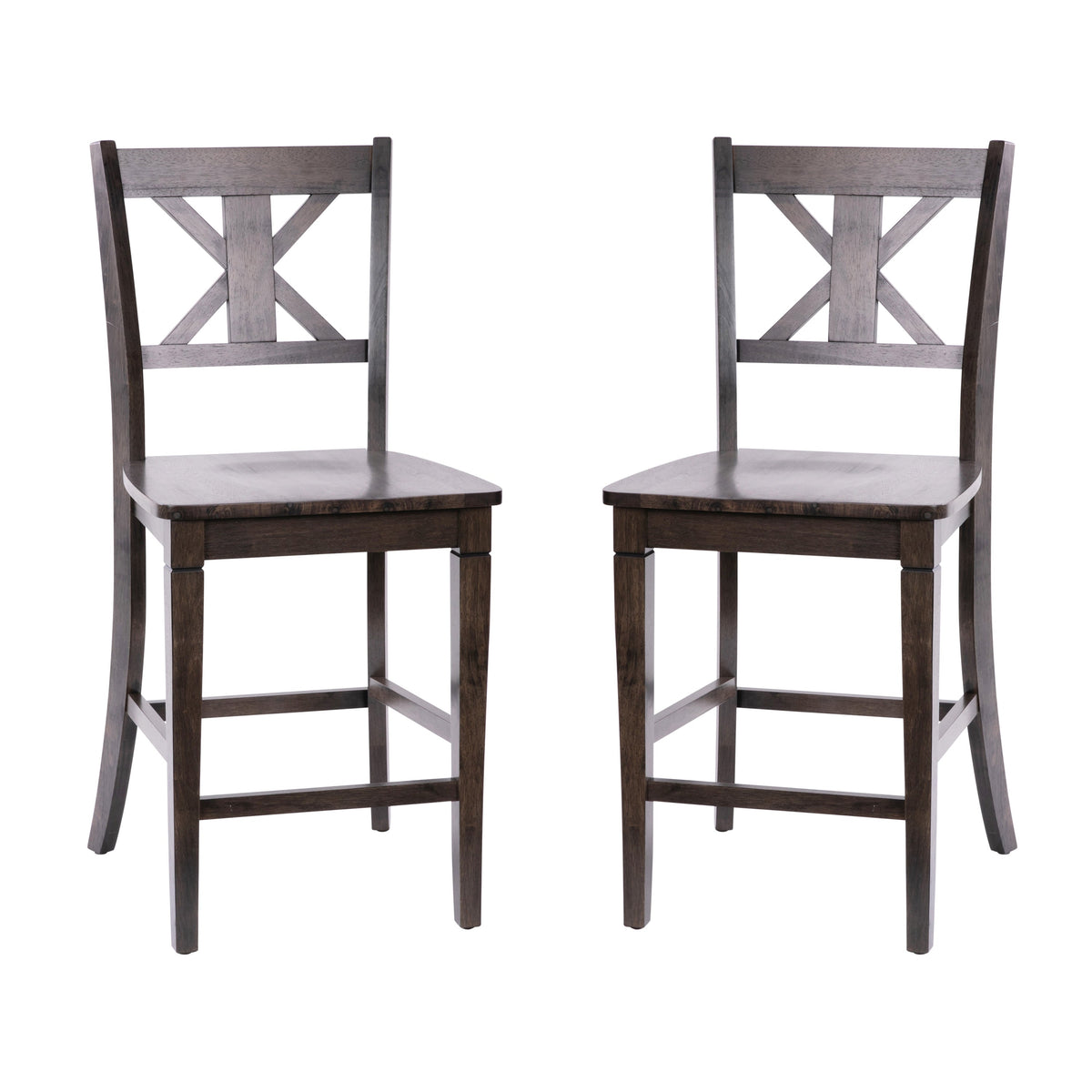 Gray Wash Walnut |#| Commercial Grade Wooden Counter Height Stool in Gray Wash, Set of 2 Walnut