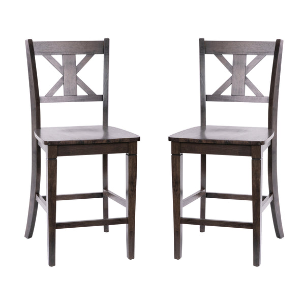 Gray Wash Walnut |#| Commercial Grade Wooden Counter Height Stool in Gray Wash, Set of 2 Walnut