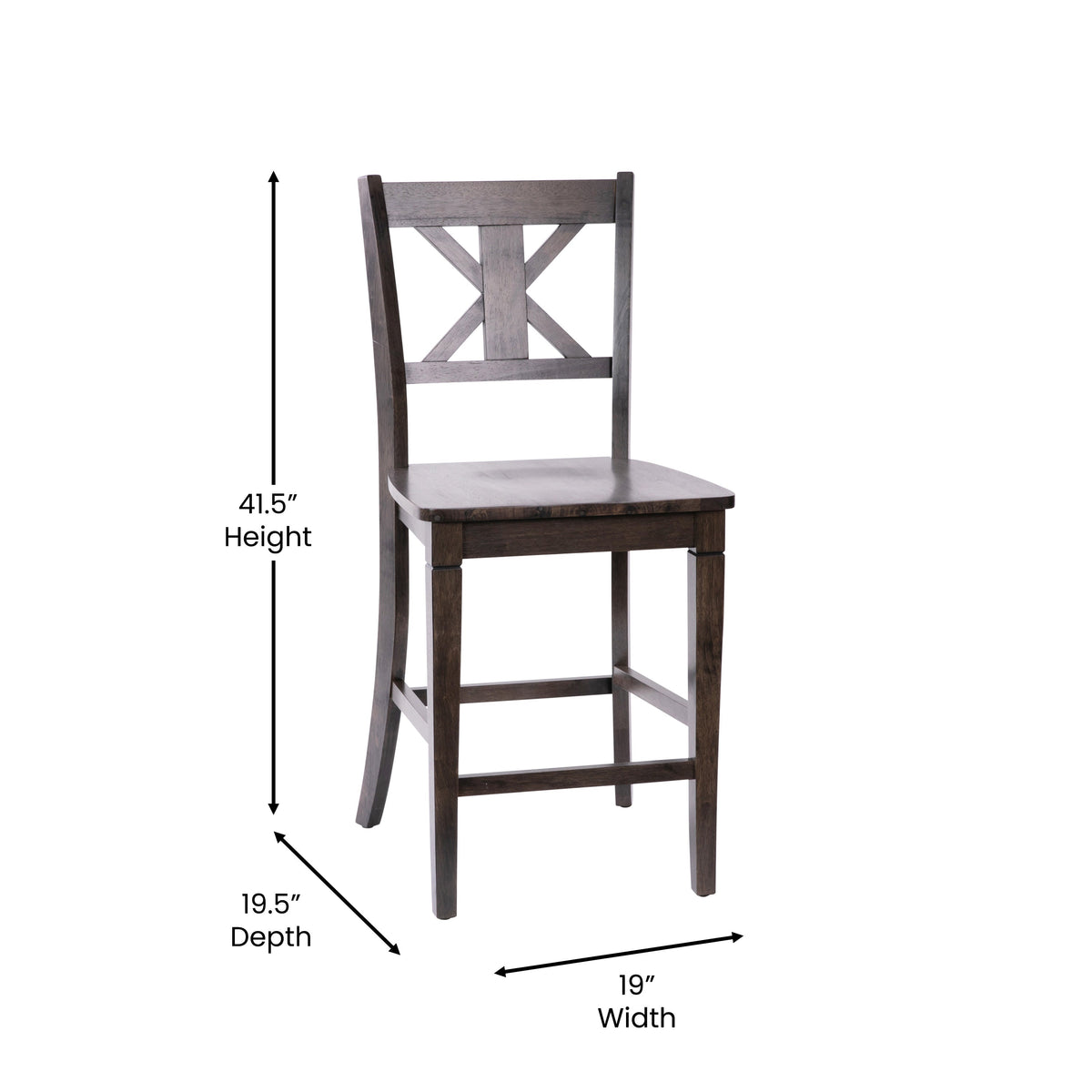 Gray Wash Walnut |#| Commercial Grade Wooden Counter Height Stool in Gray Wash, Set of 2 Walnut