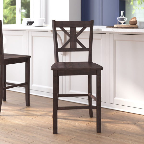 Gray Wash Walnut |#| Commercial Grade Wooden Counter Height Stool in Gray Wash, Set of 2 Walnut