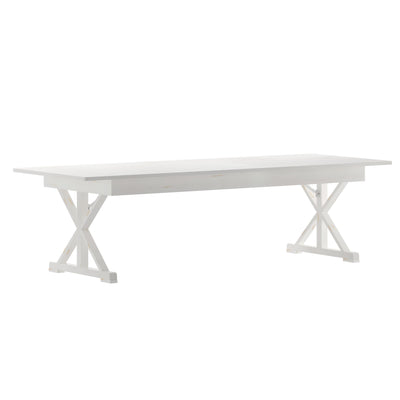 HERCULES 9' x 40" Rectangular Solid Pine Folding Farm Table with X Legs - View 1