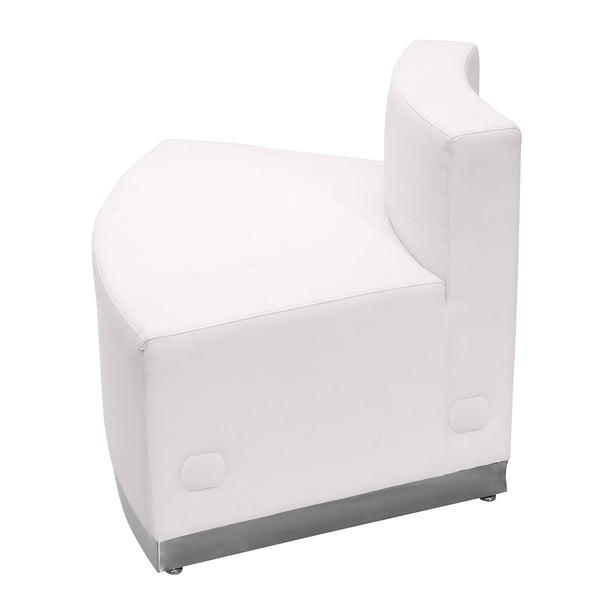 Melrose White |#| White LeatherSoft Convex Chair w/Stainless Steel Base - Reception Furniture