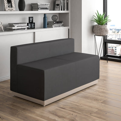 HERCULES Alon Series LeatherSoft Loveseat with Brushed Stainless Steel Base - View 2