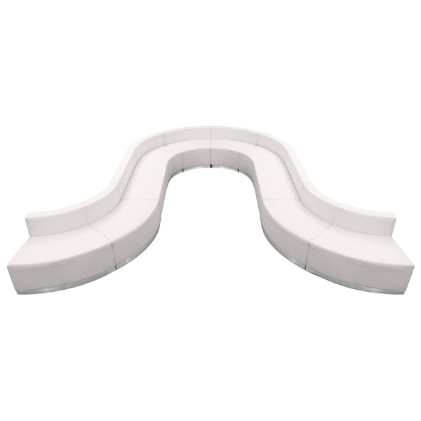 Melrose White |#| 10 PC White LeatherSoft Modular Reception Configuration w/Taut Back &Seat