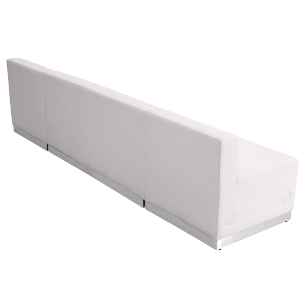 Melrose White |#| 3 PC White LeatherSoft Modular Reception Configuration w/Taut Back &Seat