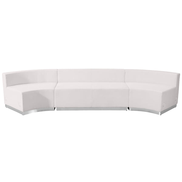 Melrose White |#| 3 PC White LeatherSoft Modular Reception Configuration w/Taut Back &Seat