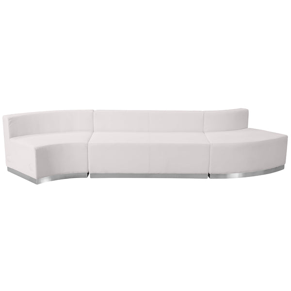 Melrose White |#| 3 PC White LeatherSoft Modular Reception Configuration w/Taut Back &Seat