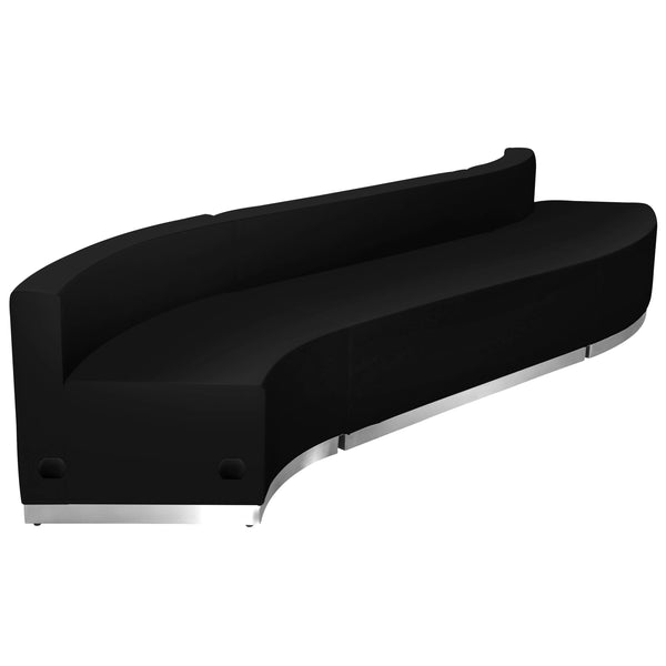 Black |#| 3 PC Black LeatherSoft Modular Reception Configuration w/Taut Back &Seat