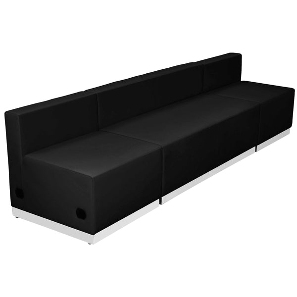 Black |#| 3 PC Black LeatherSoft Modular Reception Configuration w/Taut Back &Seat