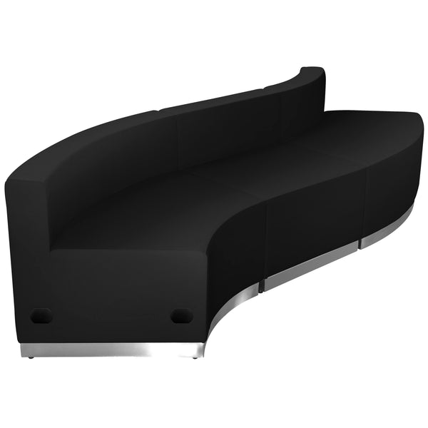 Black |#| 3 PC Black LeatherSoft Modular Reception Configuration w/Taut Back &Seat
