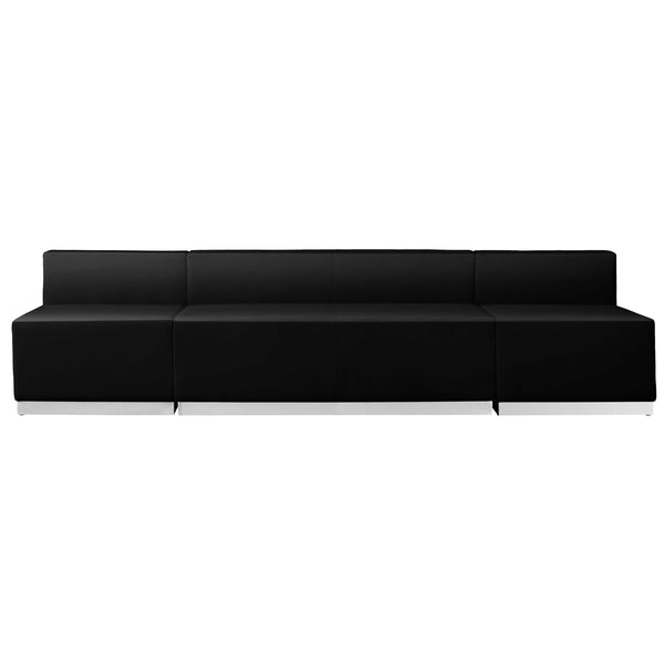 Melrose White |#| 3 PC White LeatherSoft Modular Reception Configuration w/Taut Back &Seat