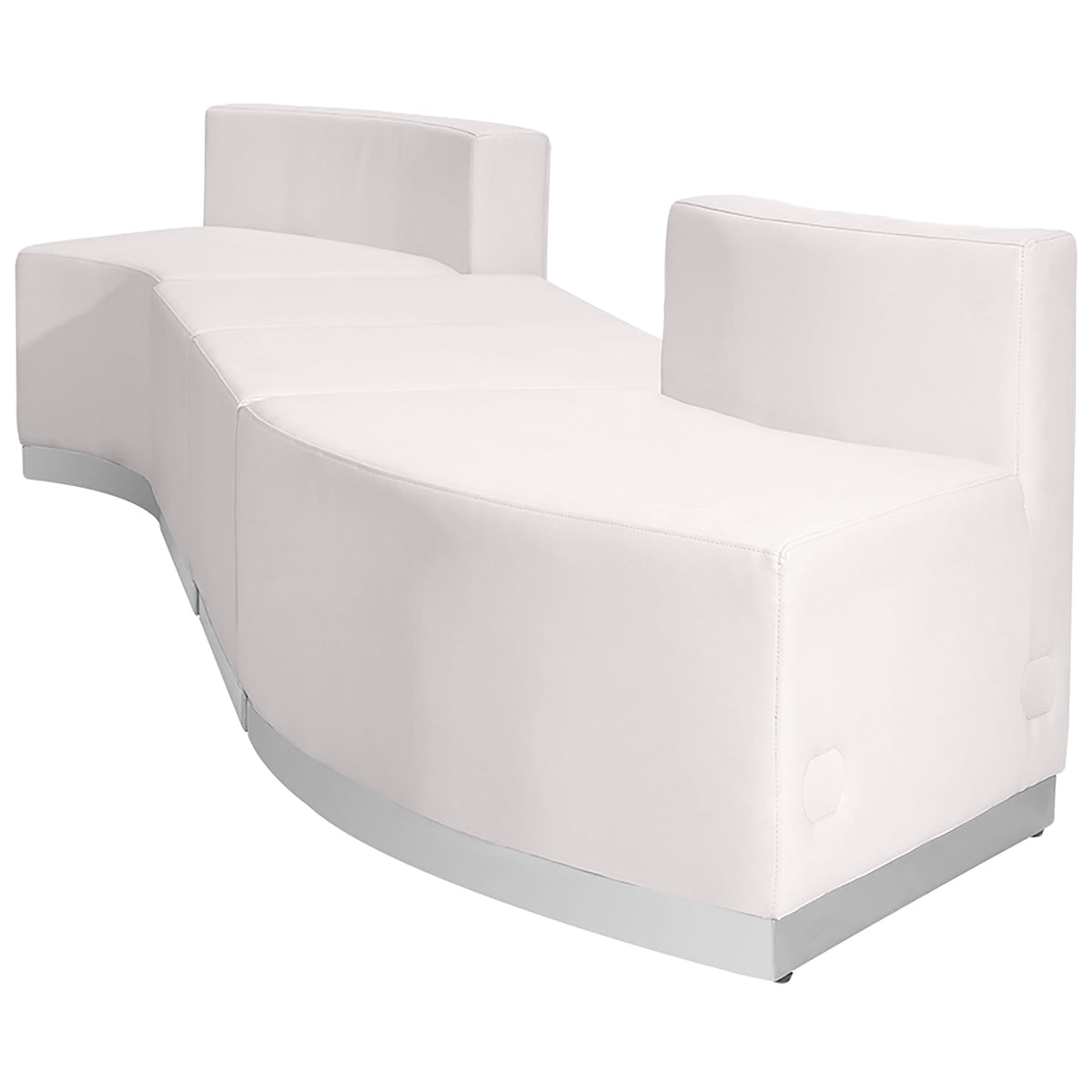 Melrose White |#| 4 PC White LeatherSoft Modular Reception Configuration w/Taut Back &Seat