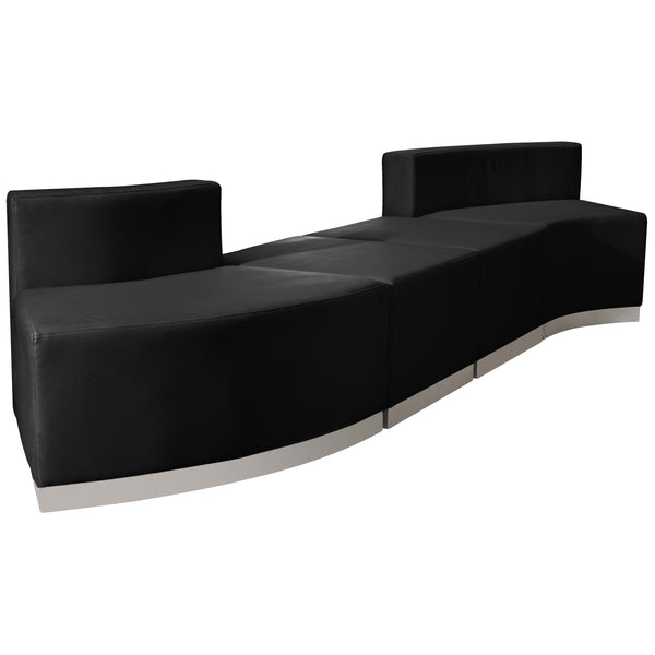Black |#| 4 PC Black LeatherSoft Modular Reception Configuration w/Taut Back &Seat