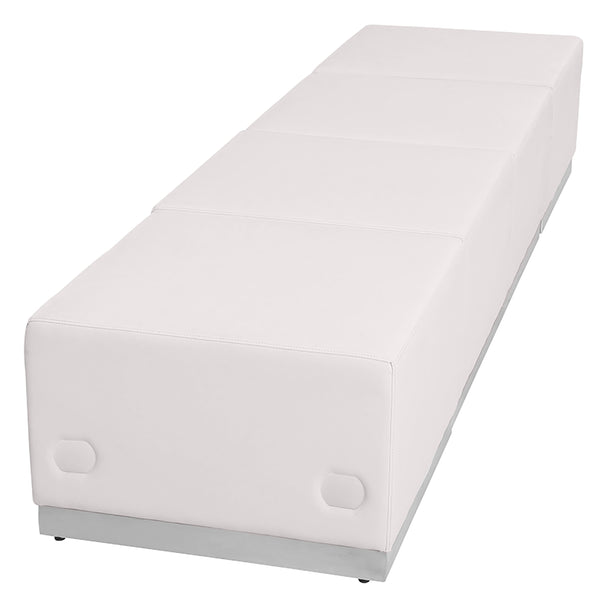 Melrose White |#| 4 PC White LeatherSoft Modular Reception Configuration w/Taut Back &Seat
