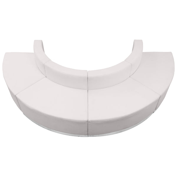 Melrose White |#| 4 PC White LeatherSoft Modular Reception Configuration w/Taut Back &Seat