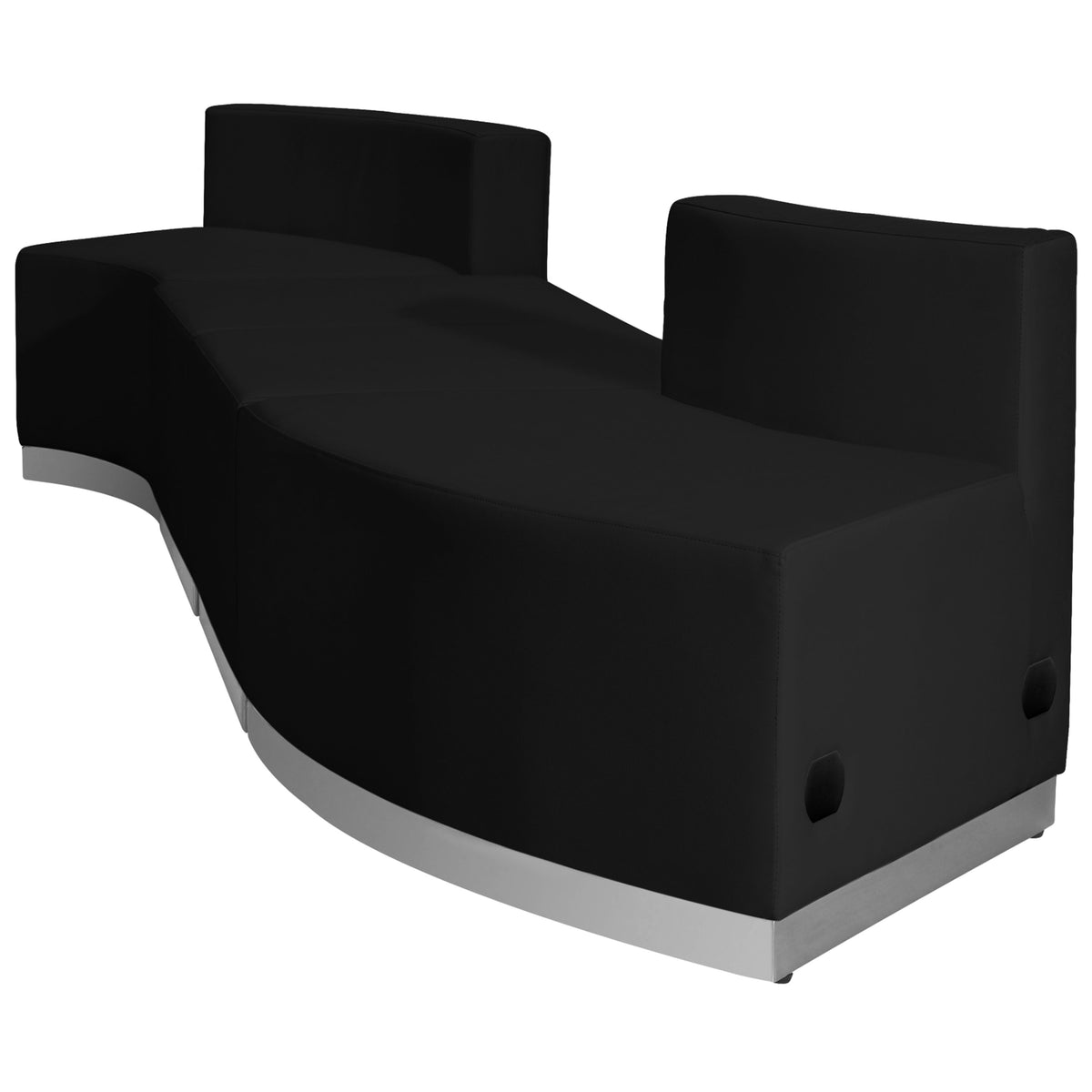 Black |#| 4 PC Black LeatherSoft Modular Reception Configuration w/Taut Back &Seat