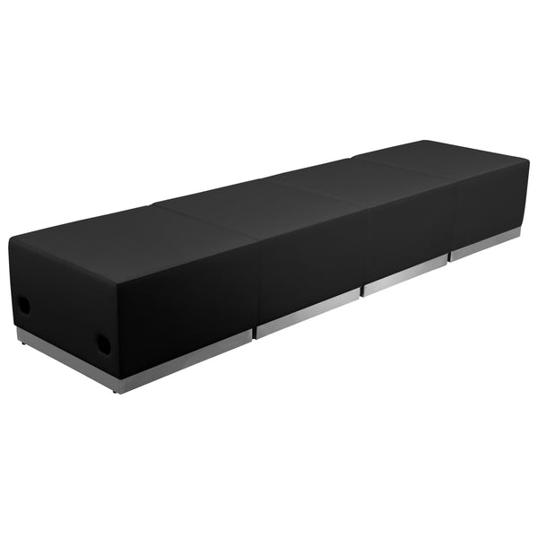 Black |#| 4 PC Black LeatherSoft Modular Reception Configuration w/Taut Back &Seat