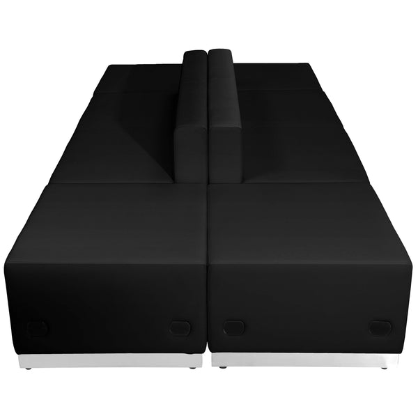 Black |#| 6 PC Black LeatherSoft Modular Reception Configuration w/Taut Back &Seat