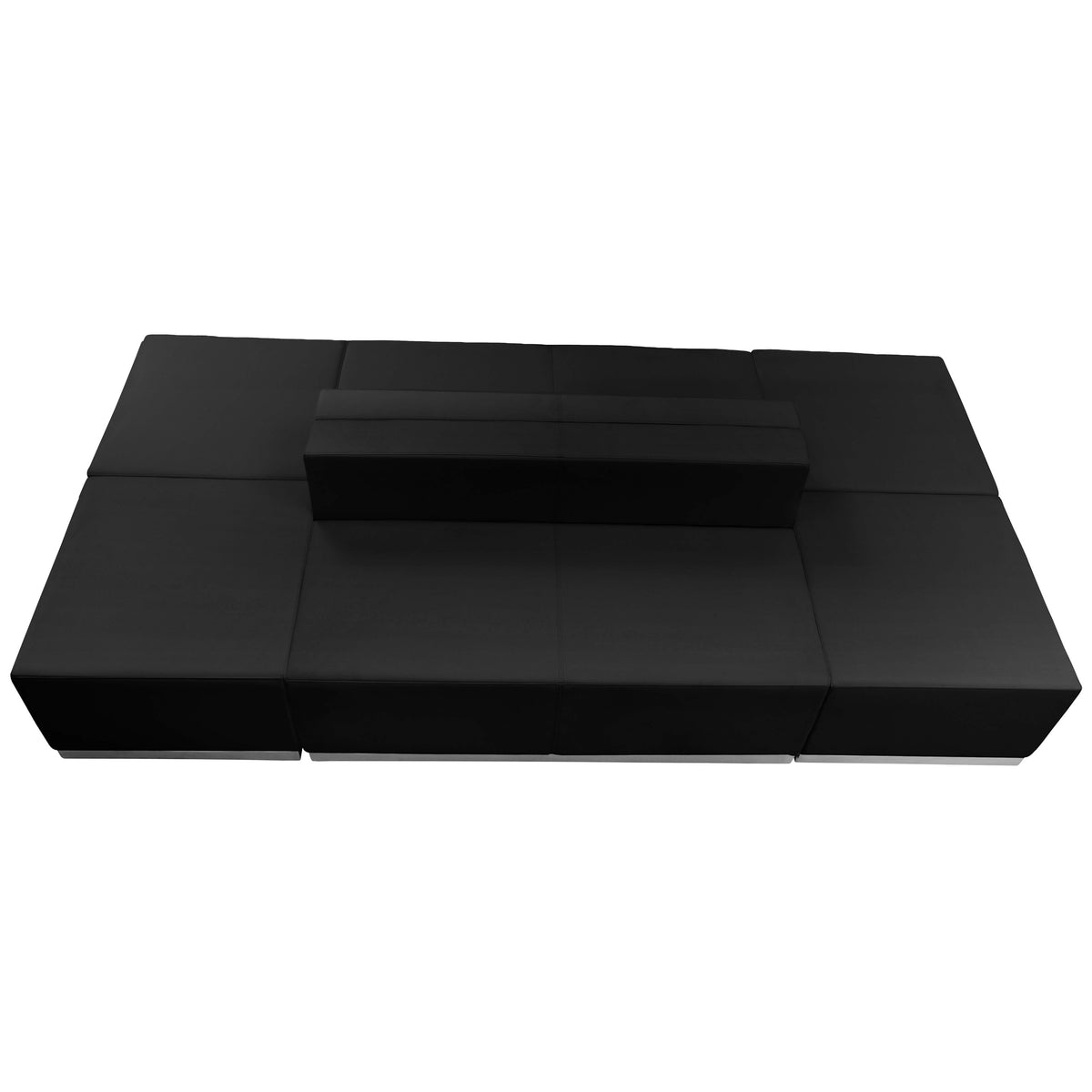 Black |#| 6 PC Black LeatherSoft Modular Reception Configuration w/Taut Back &Seat