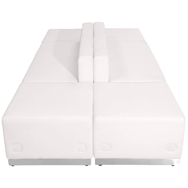 Melrose White |#| 6 PC White LeatherSoft Modular Reception Configuration w/Taut Back &Seat