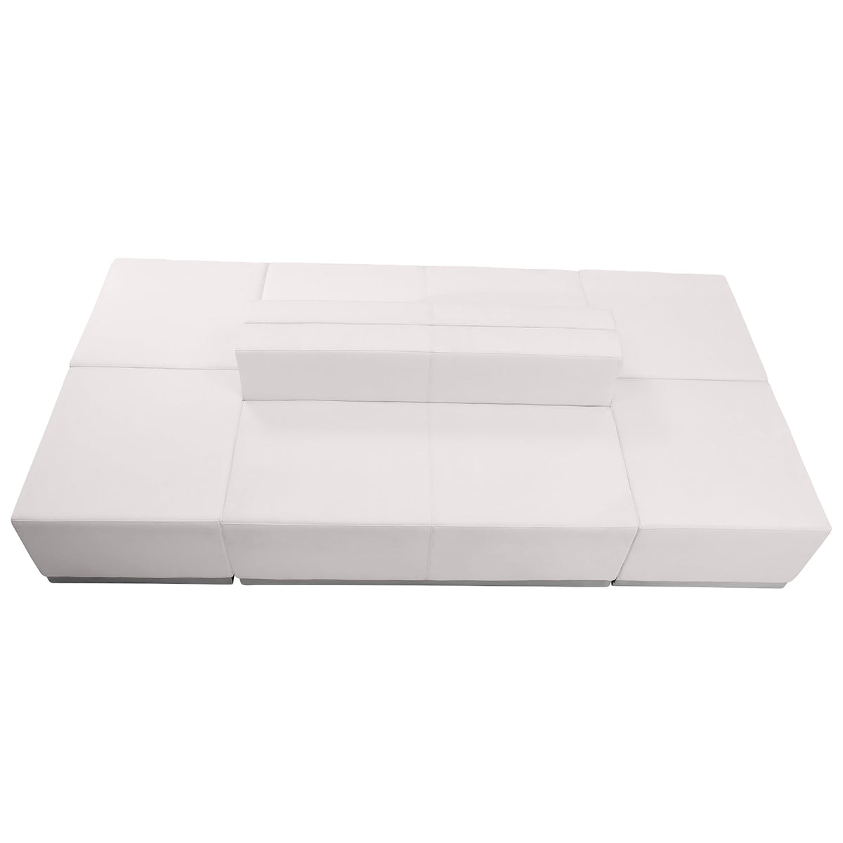 Melrose White |#| 6 PC White LeatherSoft Modular Reception Configuration w/Taut Back &Seat